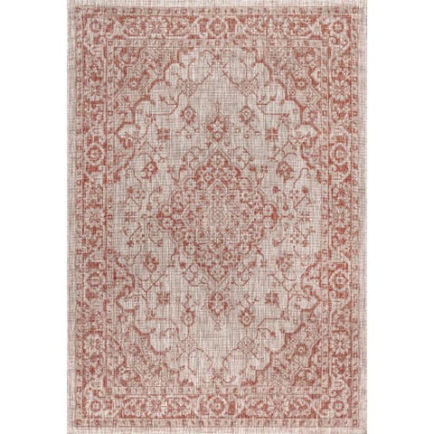 Rozetta Boho Medallion Textured Weave Indoor/Outdoor Area Rug