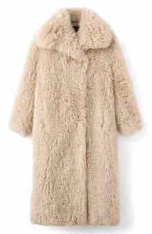 MANGO Faux Fur Longline Coat
