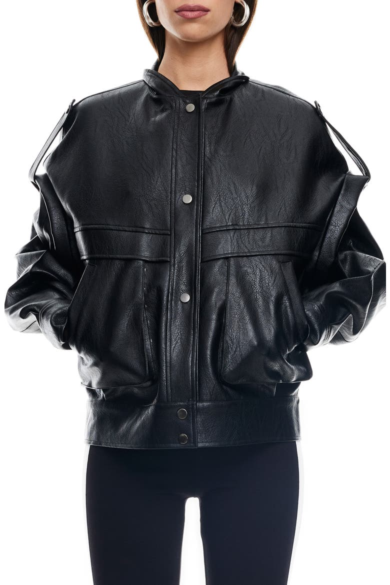 Madame Faux Leather Jacket, Main, color, ONYX