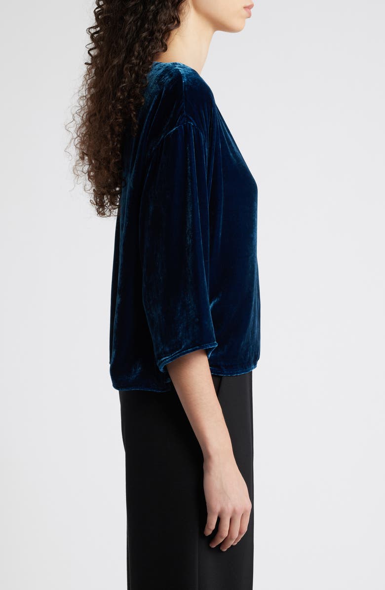 Eileen Fisher Boxy Velvet Top, Alternate, color, Atlantis