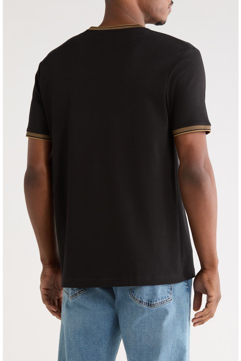 Tipped Cotton Jacquard T-Shirt, Alternate, color, BLACK