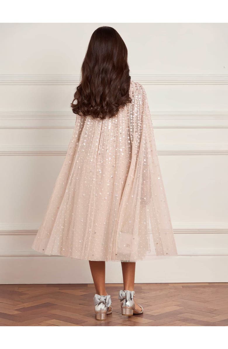 Needle & Thread Moonlight Sequin Cape Kids Dress, Alternate, color, Oyster
