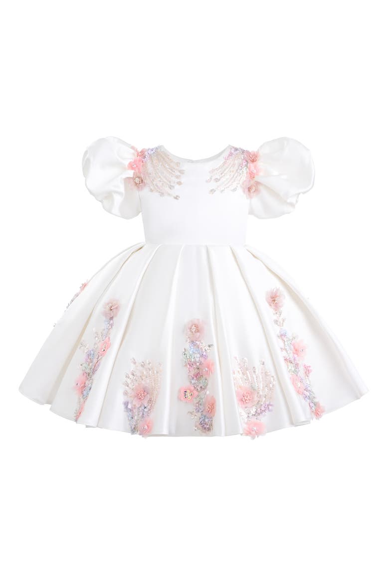 Noeline Floral Applique Dress, Main, color, White