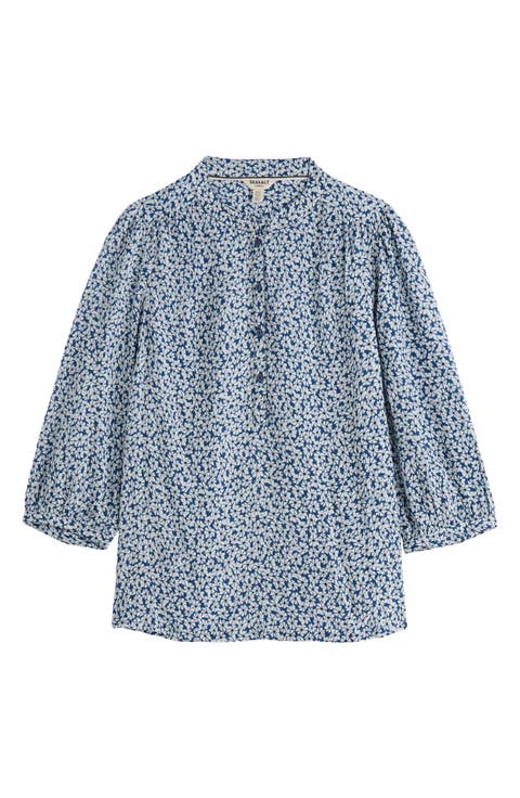 Willow Path Floral Print Popover Top