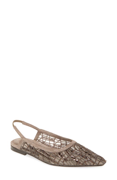 Brunello Cucinelli Ballerinas With Beads In Chocolate
