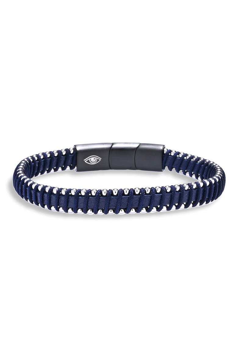 Dante Cord Wrap Leather Bracelet, Main, color, BLUE