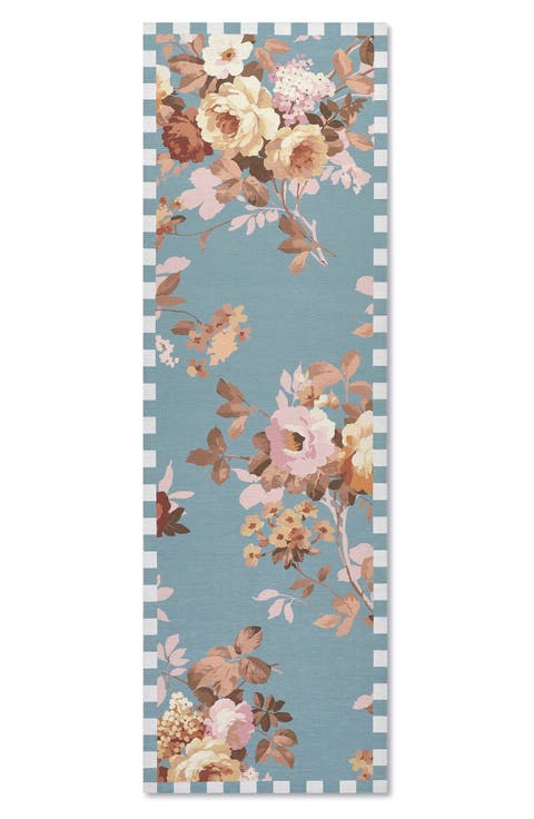 Slate Wild Rose Washable Rug