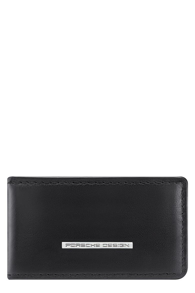 Roadster Classic Magnetic Leather Money Clip, Main, color, BLACK