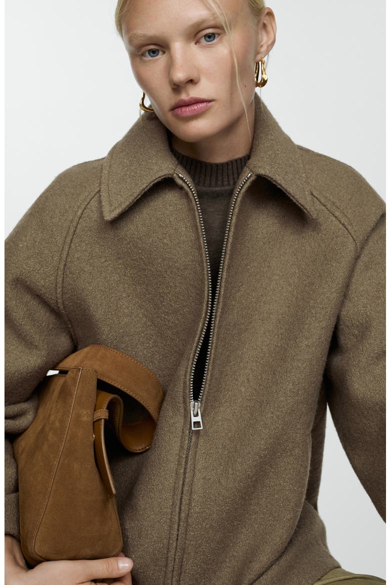 Wool Blend Zip Jacket, Alternate, color, KHAKI GREEN