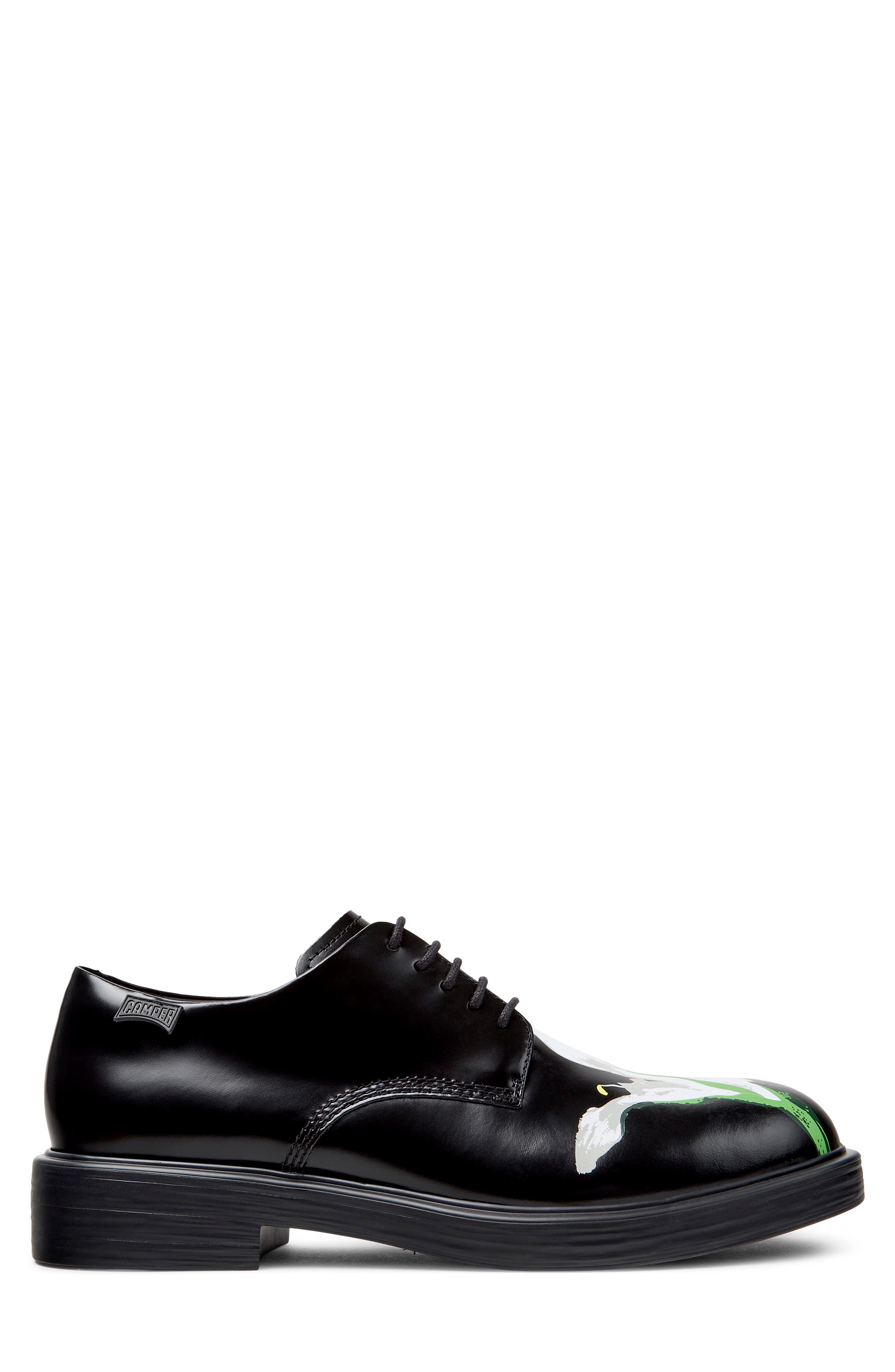Dean Floral Leather Derby, Alternate, color, BLACK