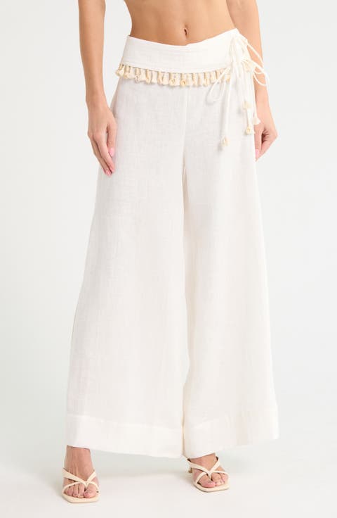 Genevieve High Waist Wide Leg Linen Pants