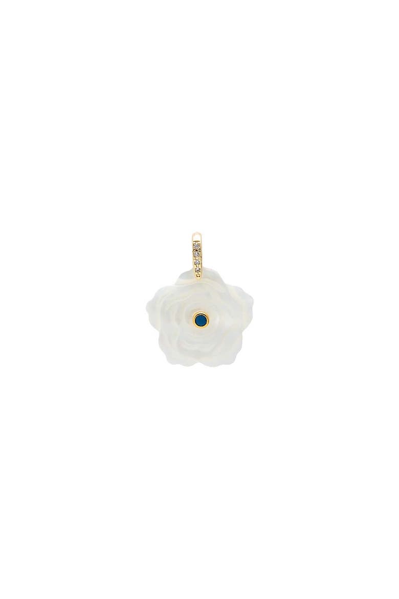 Fancy Colored Center Stone MOP Flower Charm, Main, color, Sapphire Blue