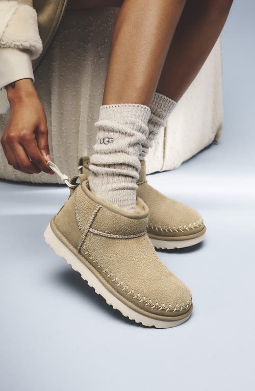 Ugg(r) Classic Ultra Mini Biarritz Genuine Shearling Lined Bootie In Yellow
