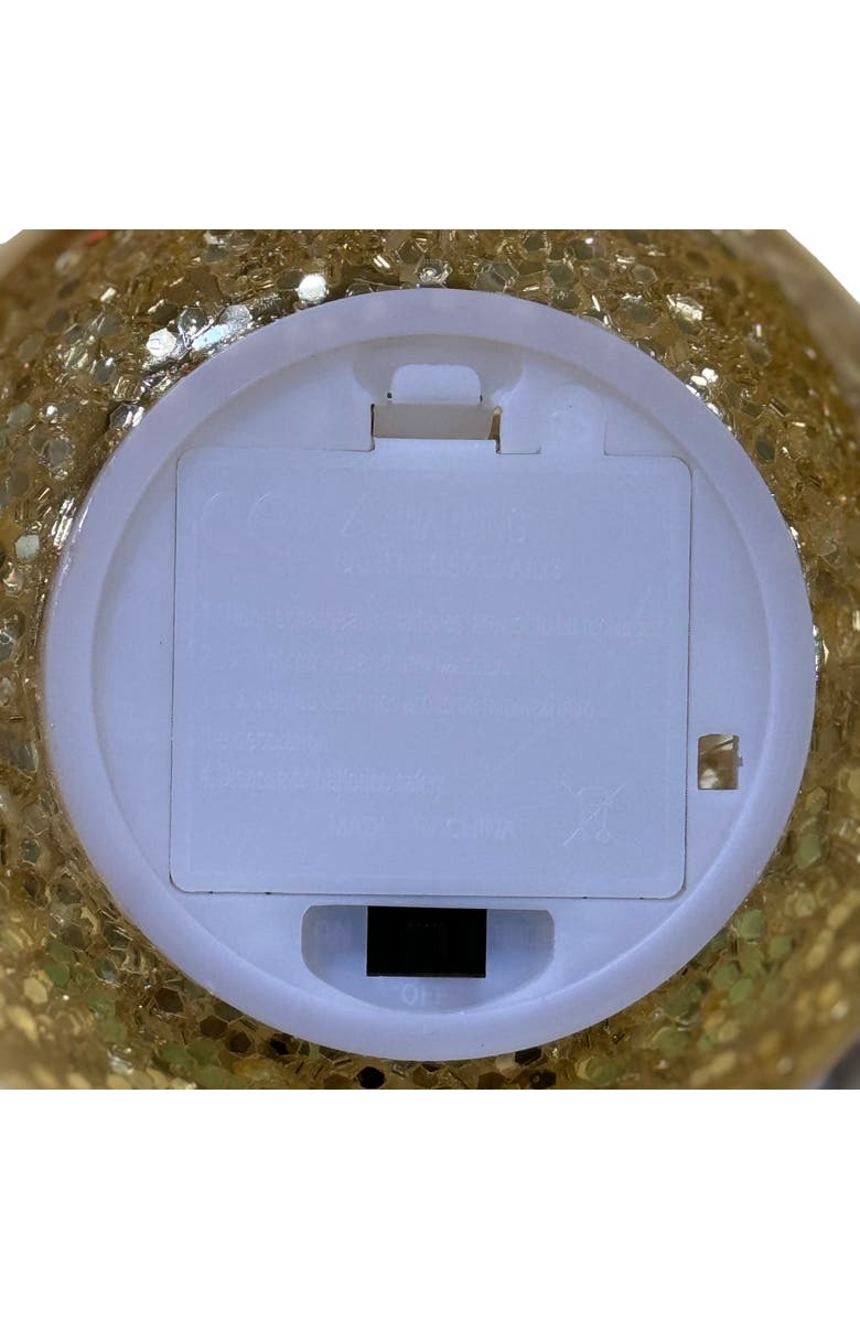 Transpac Glass Light Up Glitter Ornament Set of 2 Battery Operated Green, Alternate, color, Gold