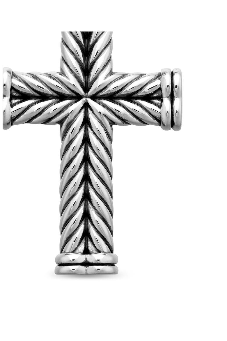 Chevron Cross Pendant in Sterling Silver, 40mm, Alternate, color, SS