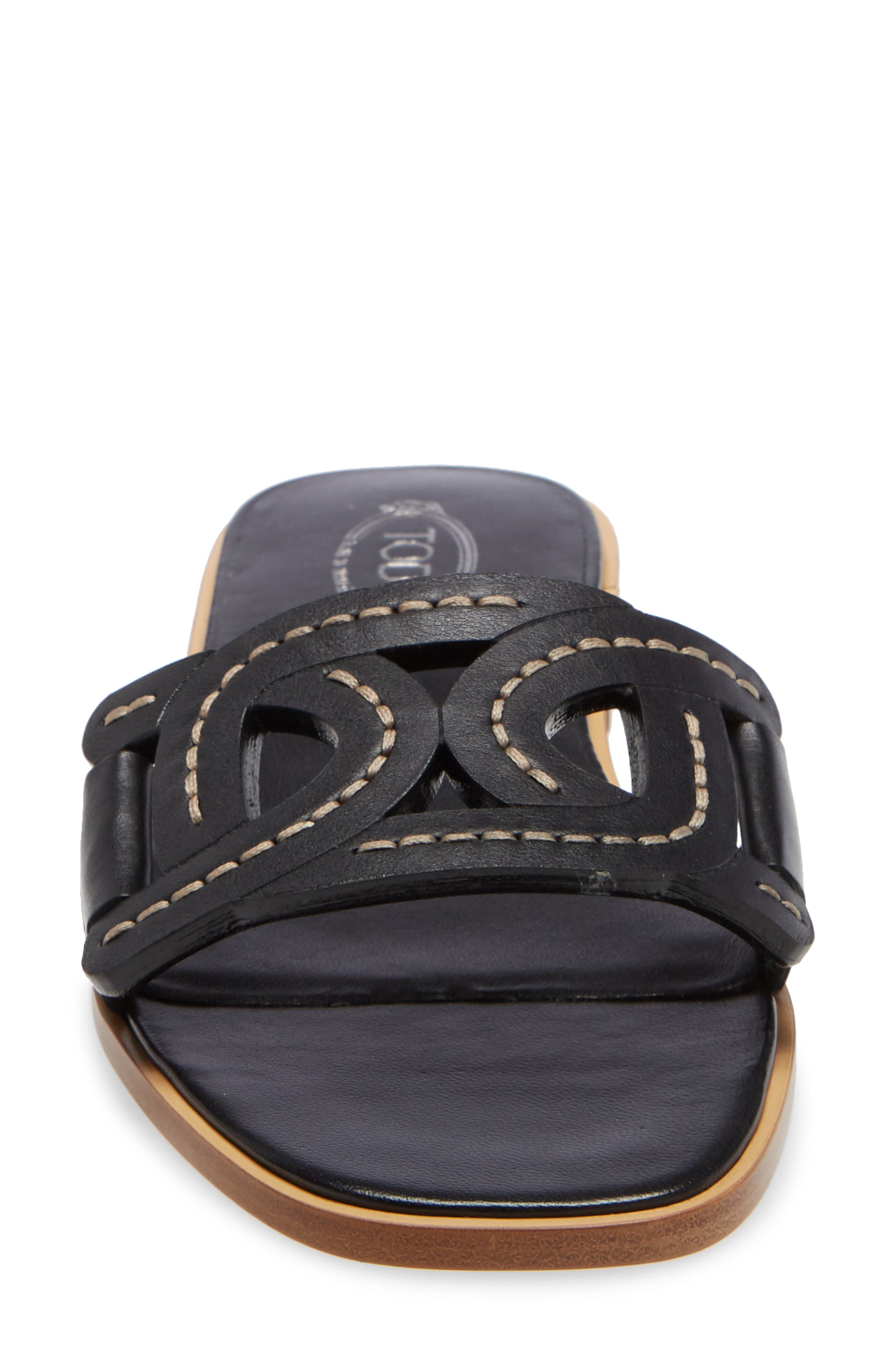Kate Chain Detail Slide Sandal, Alternate, color, BLACK