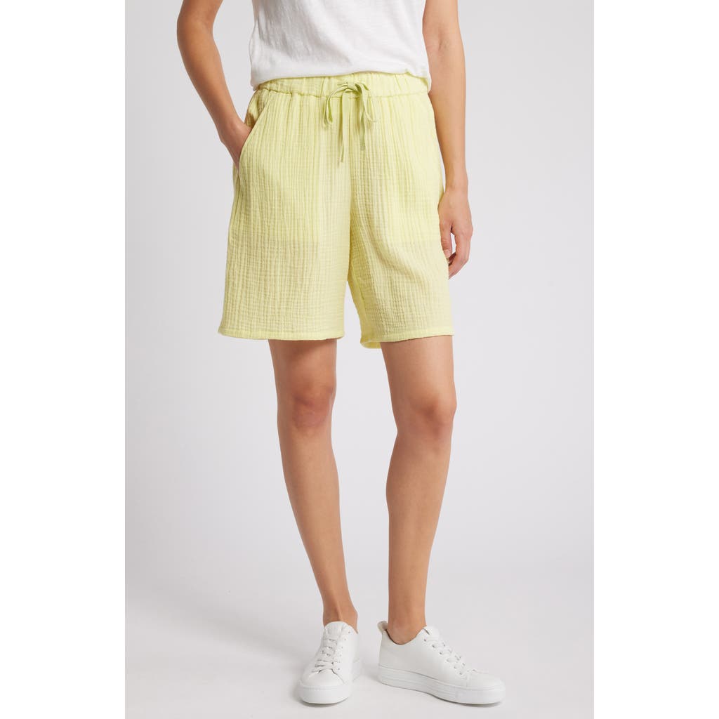 Eileen Fisher Organic Cotton Drawstring Shorts In Yellow