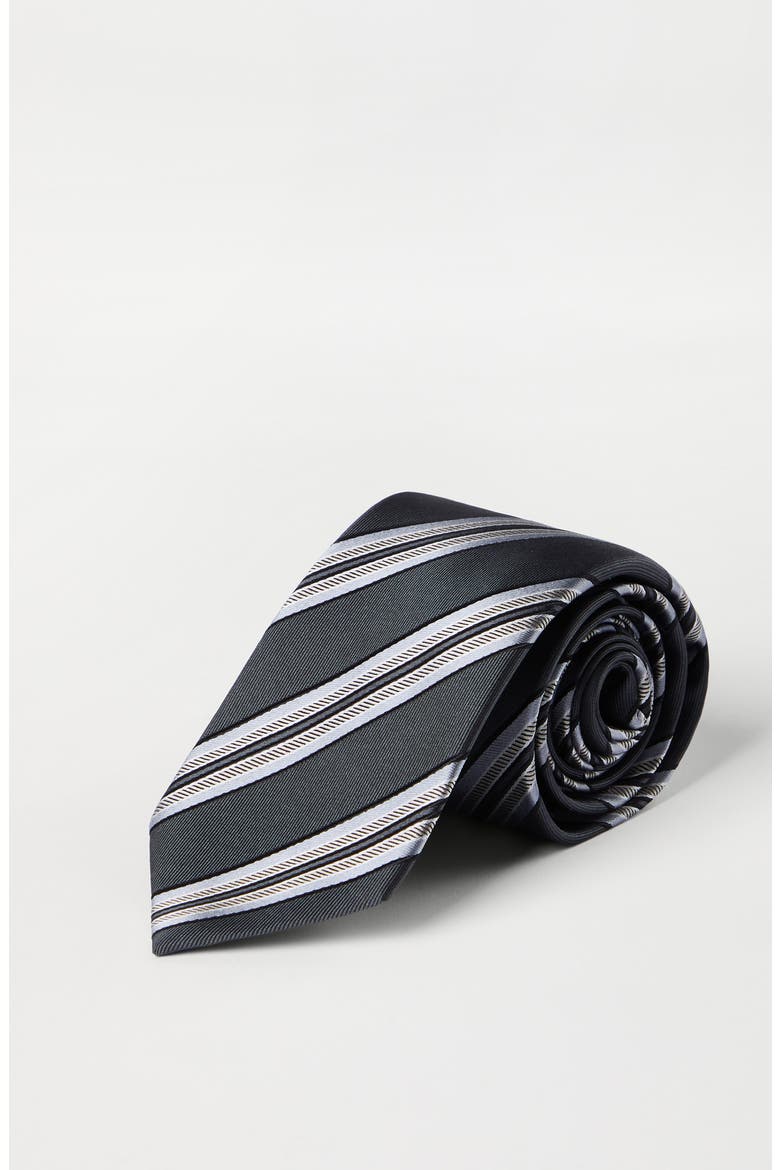 Silk textured stripe tie, Alternate, color, Anthracite