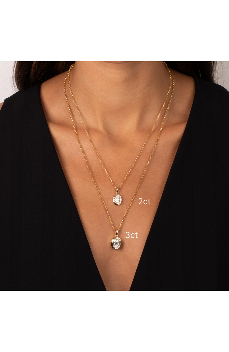 BY ADINA EDEN Lab Grown Diamond Oval Bezel Pendant 14K, Alternate, color, 14K Gold - 3 Carat