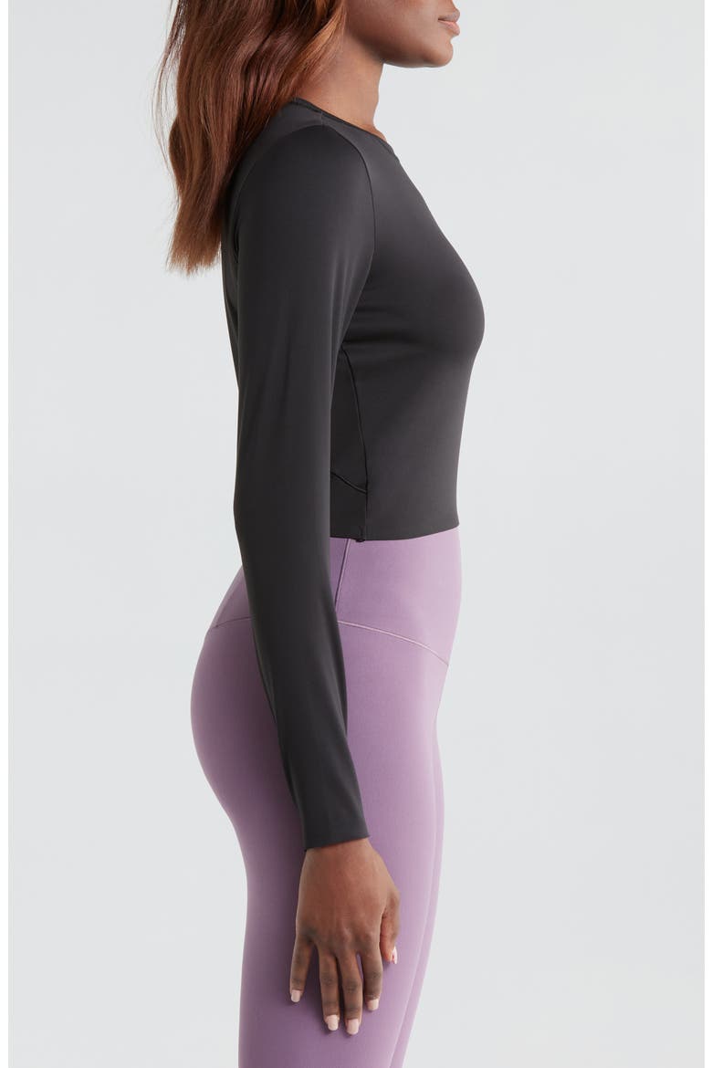 Serene Fitted Long Sleeve Performance Top, Alternate, color, BLACK