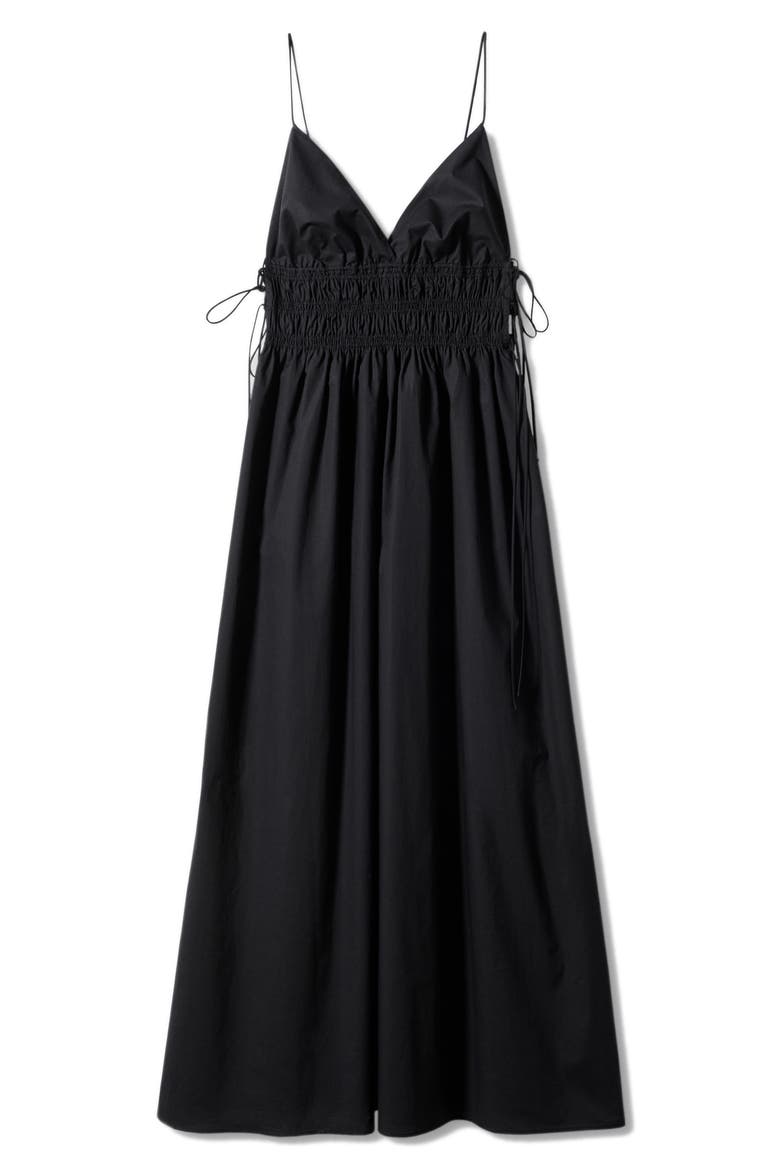 Smocked Cotton Maxi Dress, Alternate, color, BLACK