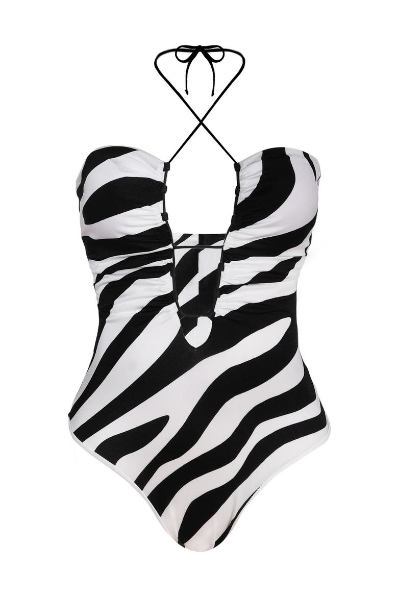 Mia Swimsuit, Alternate, color, Black/White Zebra Print