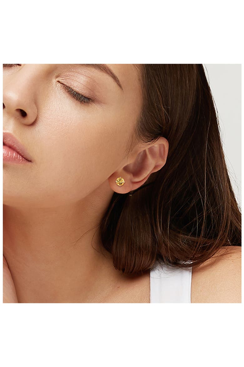 Sterling Silver Lab-Created Citrine Round Stud Earrings, Alternate, color, YELLOW