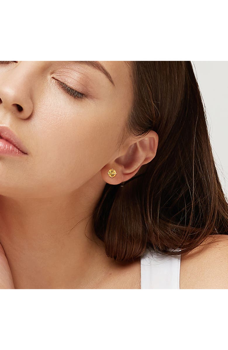 DELMAR Sterling Silver Lab-Created Citrine Round Stud Earrings, Alternate, color, Yellow