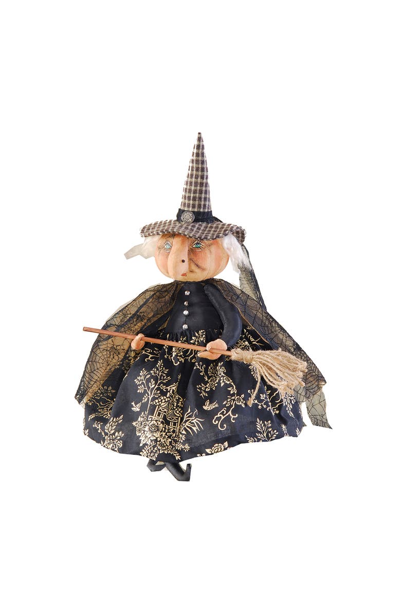 Naomi Witch Large Folk Art Halloween Figurine Doll 23", Main, color, Black