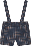 Space Grey Boy Woven Plaid Overall with Removable Straps