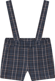 Space Grey Boy Woven Plaid Overall with Removable Straps
