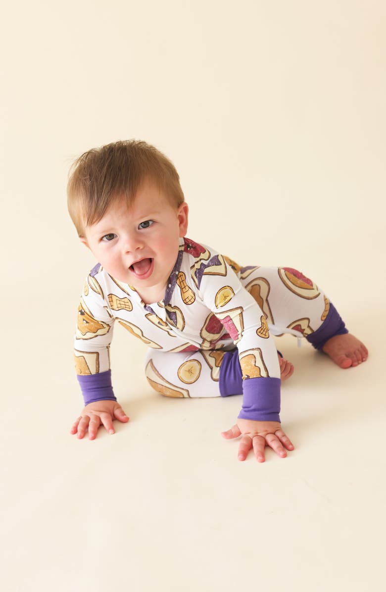 Posh Peanut Peanut Butter Jelly Convertible One-Piece Footie, Alternate, color, White