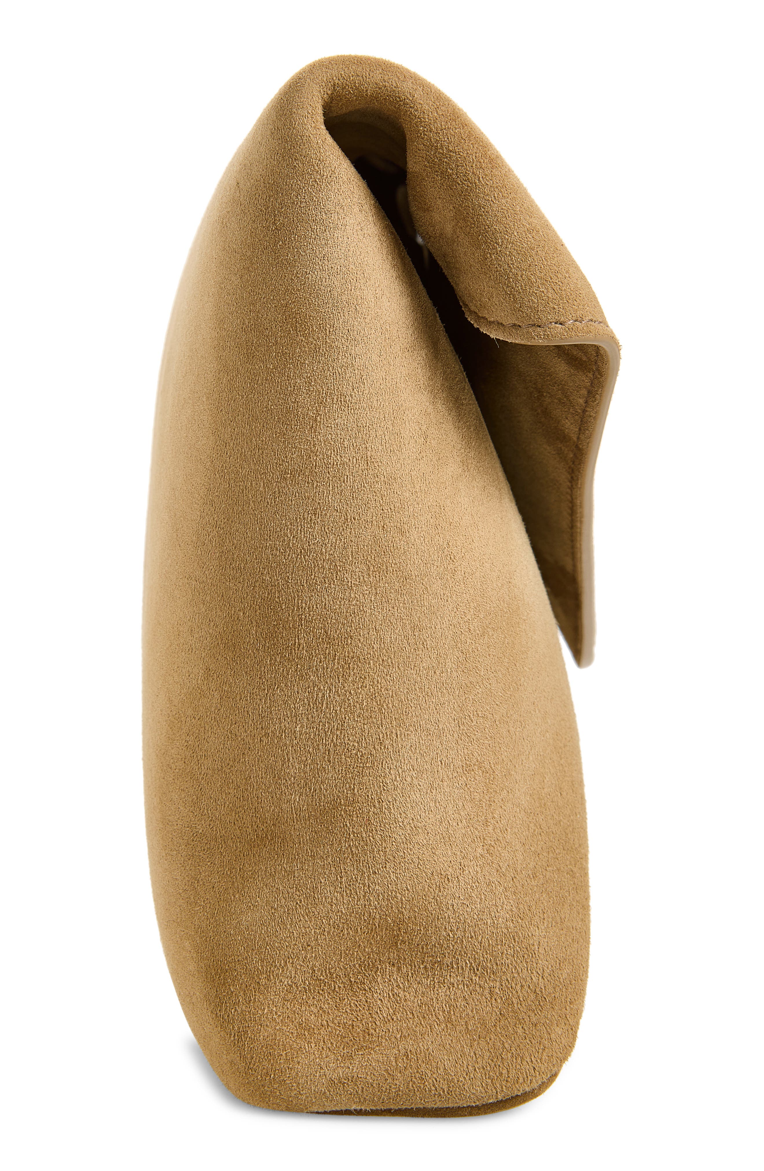 Saint Laurent Large Cassandre Suede Envelope Clutch, Alternate, color, Light Cumin