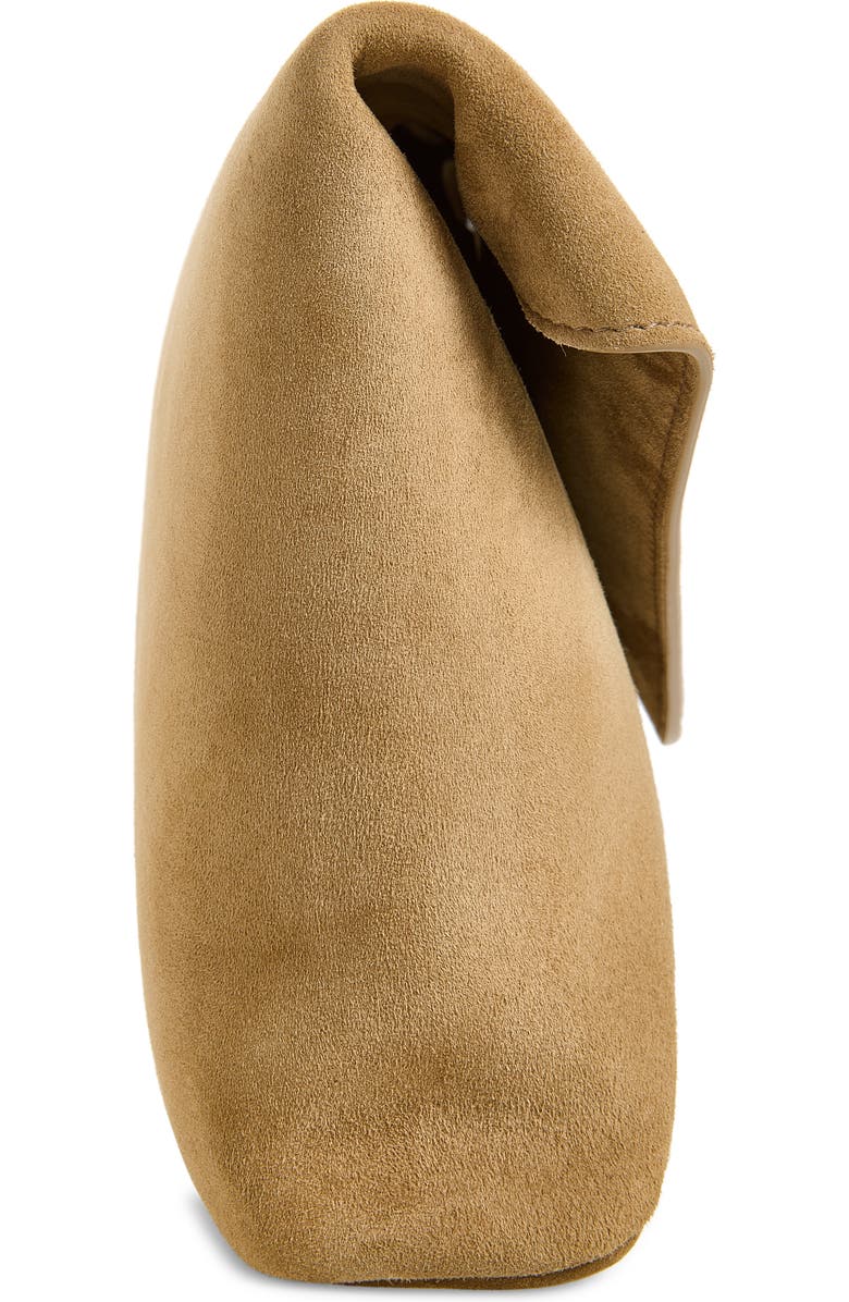 Saint Laurent Large Cassandre Suede Envelope Clutch, Alternate, color, Light Cumin