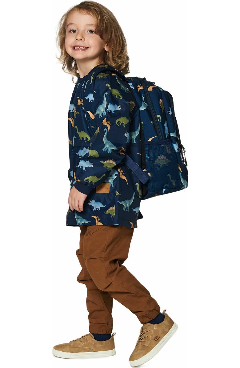 Deux par Deux Little Boy's Toddler Backpack Navy Blue Printed Dinosaurs, Alternate, color,