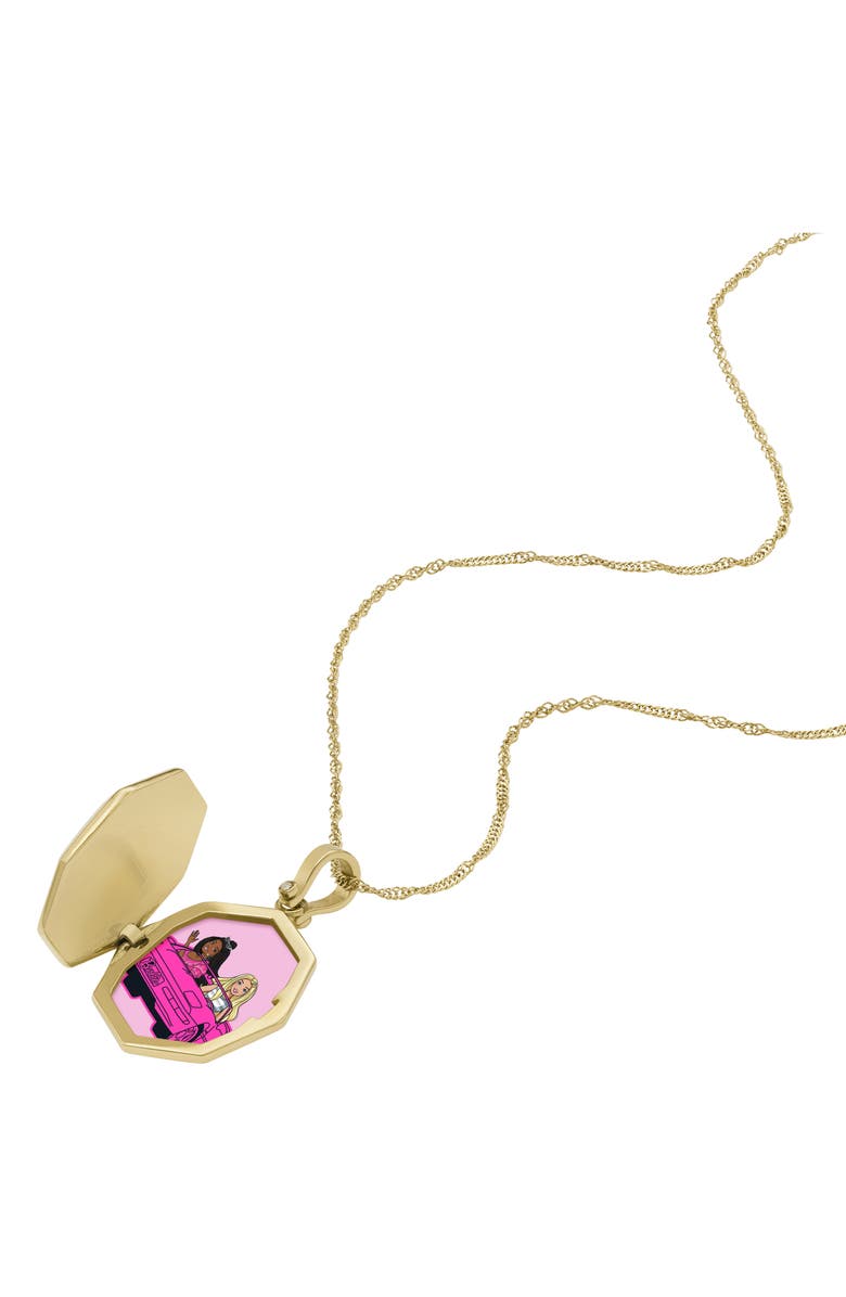 Fossil x Barbie<sup>®</sup> Locket Necklace, Alternate, color, 