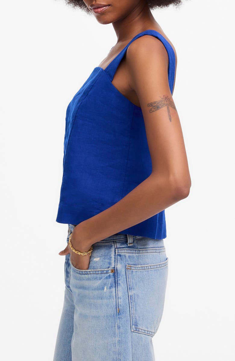 Madewell Curved Neck Shell Linen Tank Top, Alternate, color,