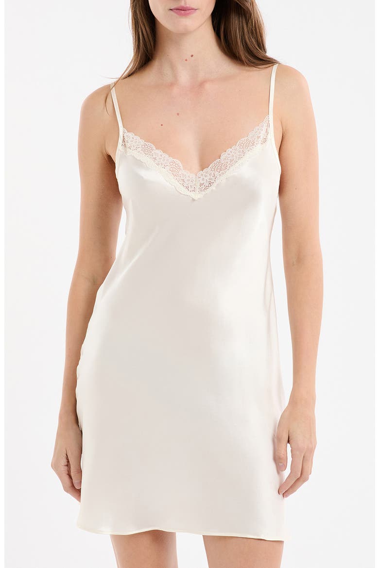 Milky Lace Trim Washable Silk Camisole, Main, color, PERLE