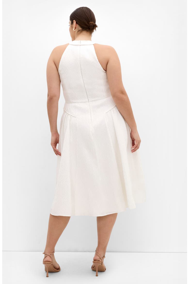 Textured Sleeveless Jacquard Midi Dress, Alternate, color, IVORY