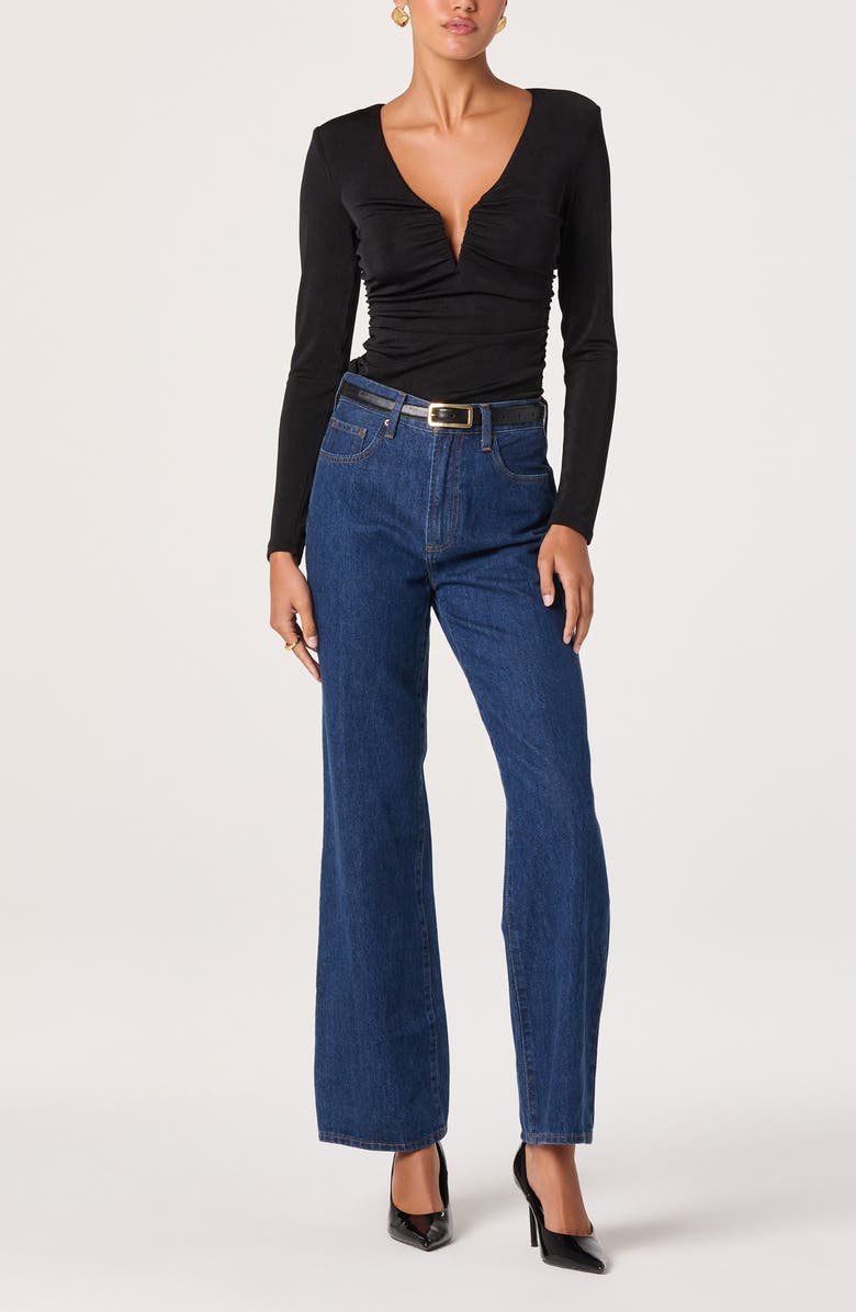 ASTR the Label Wire Ruched Top, Alternate, color, Black