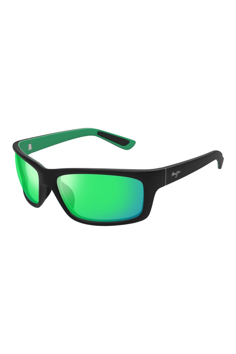 Kanaio Coast 61mm PolarizedPlus2® Rectangular Sunglasses, Alternate, color, BLACK/ MAUI GREEN