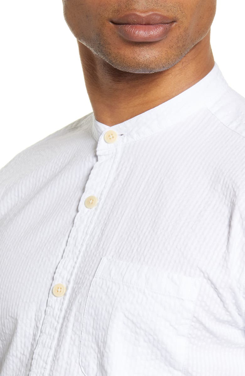 Oliver Spencer Grandad Seersucker Button-Up Shirt, Alternate, color, 