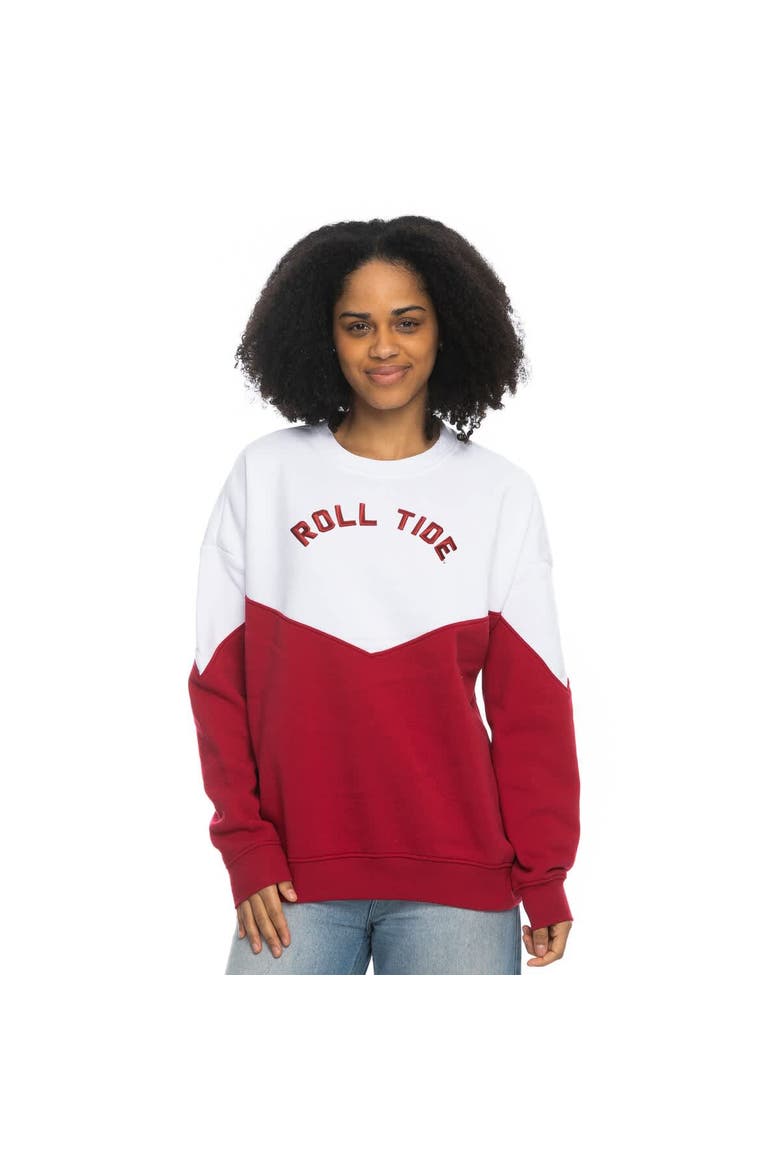 Women's ZooZatz White Alabama Crimson Tide Bestie Oversized Pullover Sweatshirt, Alternate, color, White