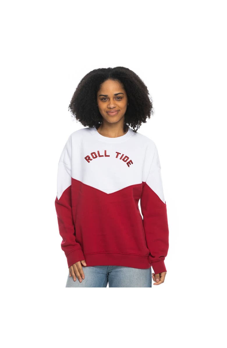 ZOOZATZ Women's ZooZatz White Alabama Crimson Tide Bestie Oversized Pullover Sweatshirt, Alternate, color, White