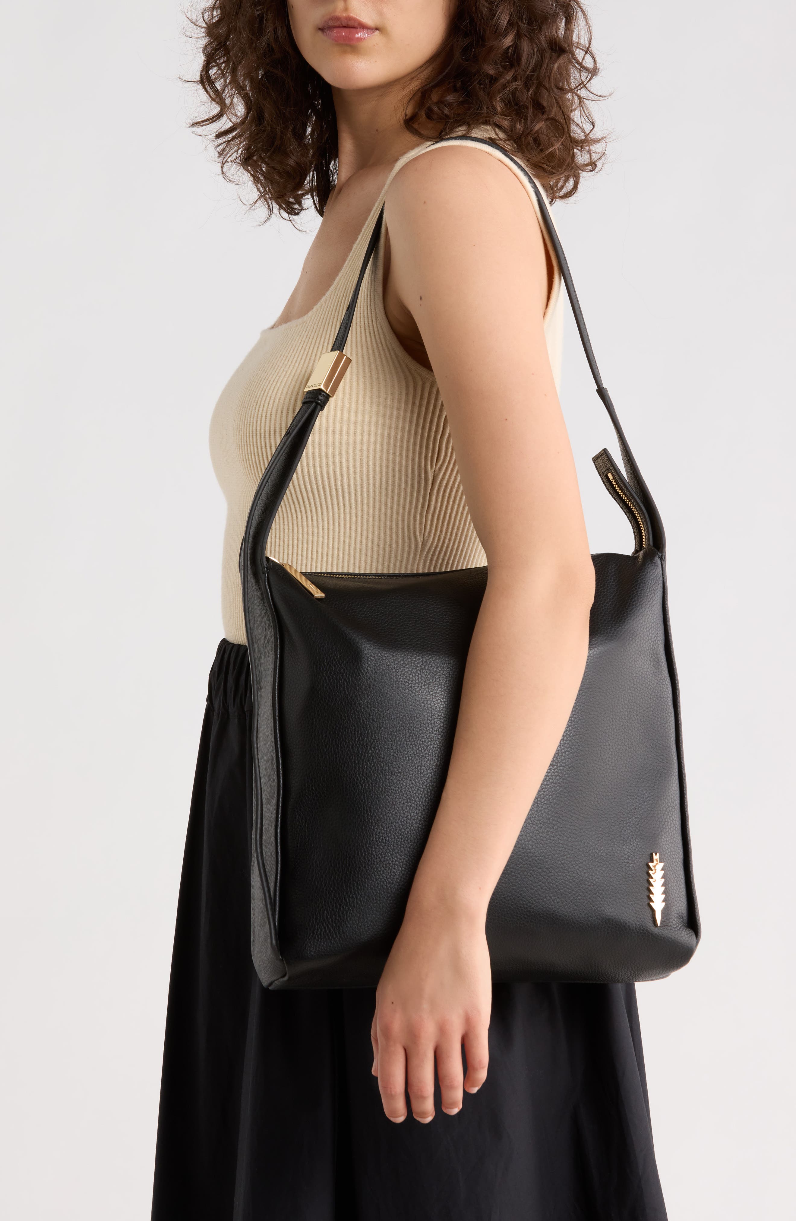 Thacker Bella Pebbled Leather Crossbody Bag, Alternate, color, Black