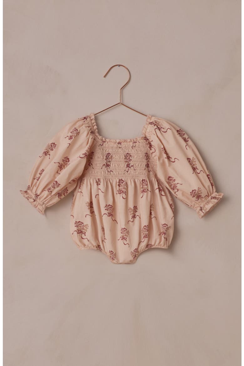 Kids' Autumn Floral Cotton Romper, Alternate, color, RUBY