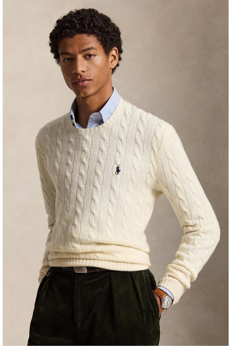 Wool & Cashmere Cable Knit Sweater, Alternate, color, CREAM
