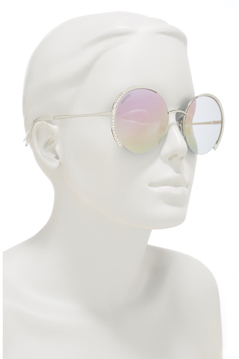 56mm Round Sunglasses, Alternate, color, SHINY PALLADIUM / GRADIENT