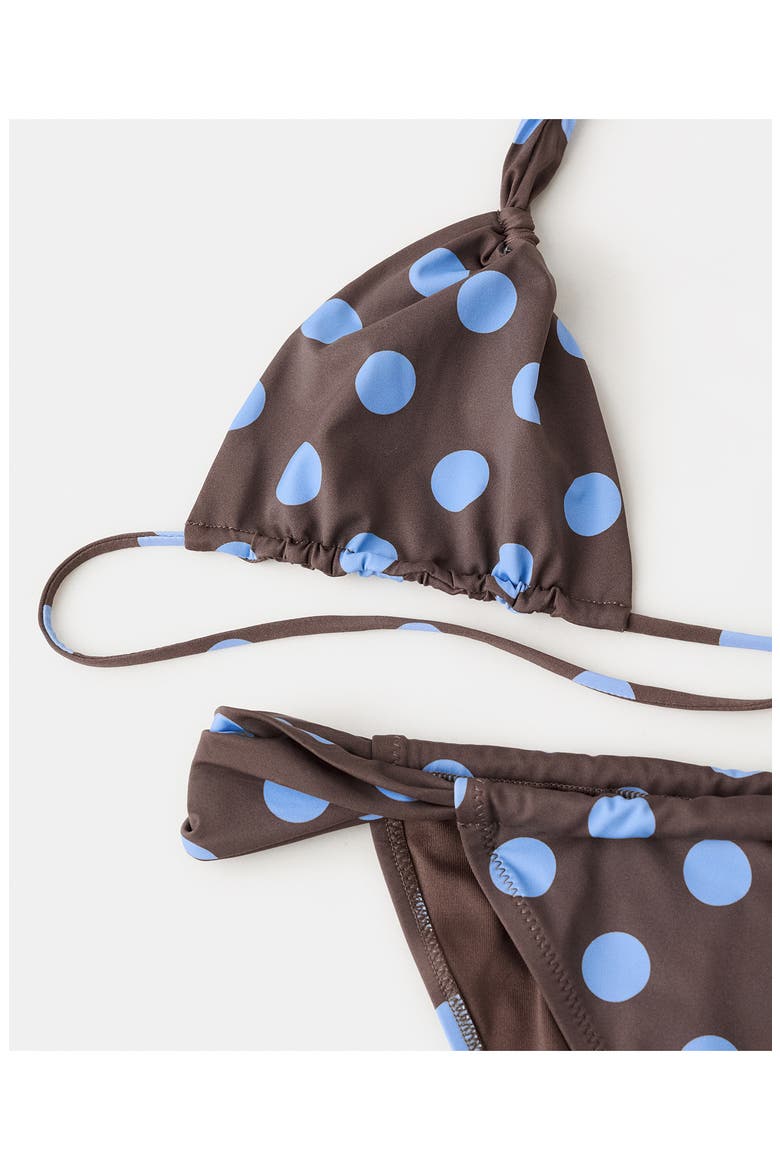 Polka Dot Triangle Bikini Top, Alternate, color, CHOCOLATE