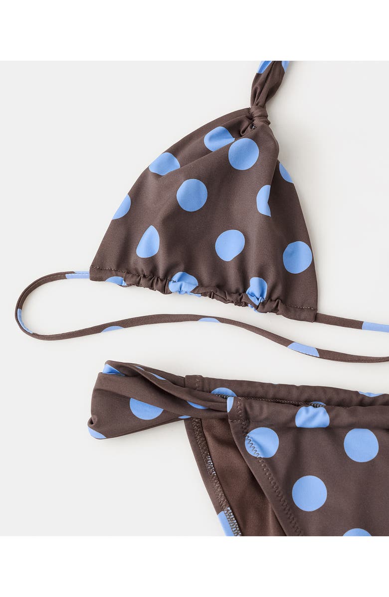MANGO Polka Dot Triangle Bikini Top, Alternate, color, Chocolate